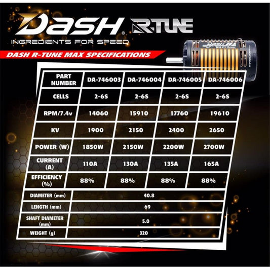 Dash R-Tune Sensored Brushless Motor For 1/8 Car 2650KV