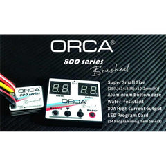 ORCA 800 SERIES 80A WATERPROOF BRUSHED ESC W/Tamiya battery/motor plugs fitted