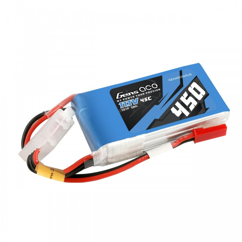 Gens ace 450mAh 11.1V 45C 3S1P Lipo Battery Pack 56.28 x 30.22 x 15.17mm 46.9g