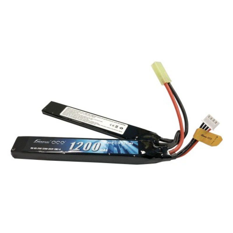 Gens Ace 1200mAh 25C 3S 11.1v Airsoft Gun Saddle/Split Lipo Battery,