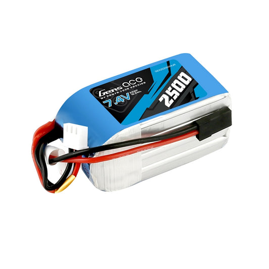 Gens Ace 2500mAh 2S 7.4v Hump RX Pack 57x30x30mm 130g JR Plug and XH Balance.