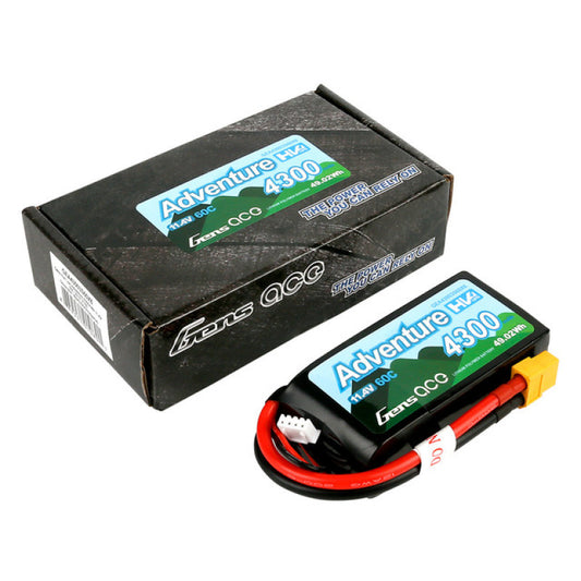 Gens Ace Adventure HV Shorty 4300mAh 3S1P 11.4V 60C Lipo Battery with XT60 Plug