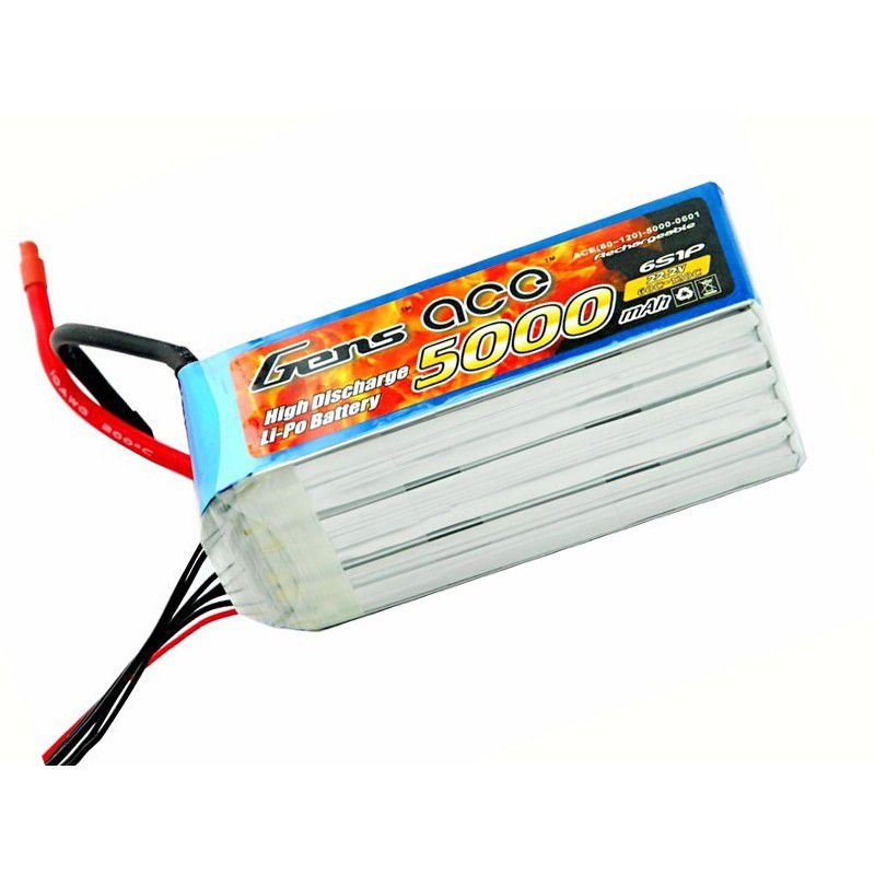 Gens ace 5000mah 22.2V 45C, 6S1P 157x64x49mm 782g EC5 Plug XH Balance