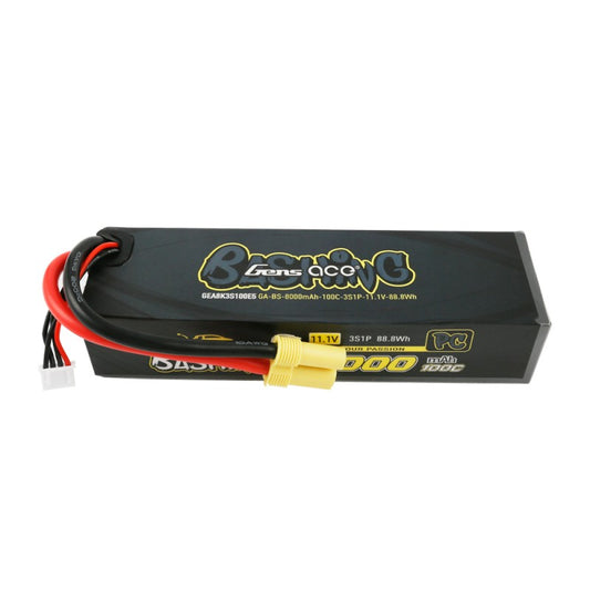 Gens Ace 8000mAh 3S 11.1v 100C 157x45x34mm 507g EC5 Plug Basher Pro Series PC