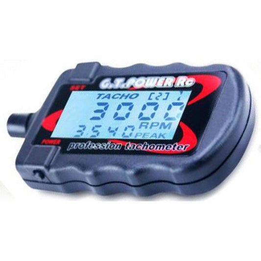Tachometer (red), 2-9 blades, RPM 0-999999, peak RPM, back lit LCD screen, auto