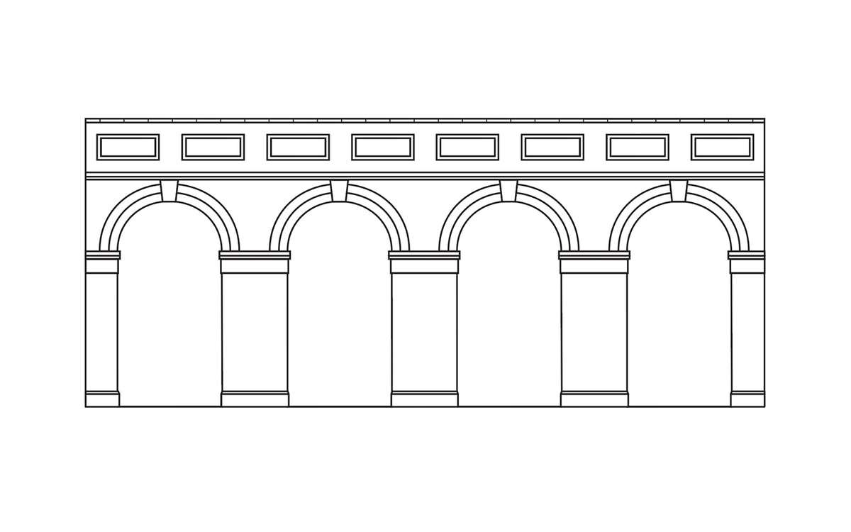 Hornby Mid Lev. Arch. Retain.Wall-Red