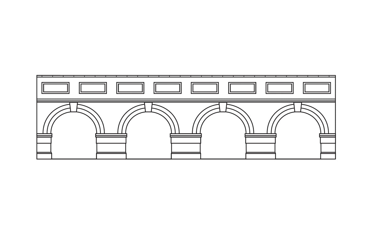 Hornby Low Lev. Arch. Retain.Wall-Blu