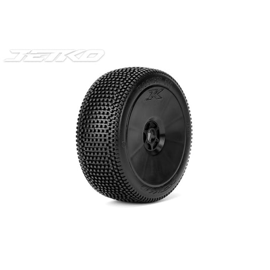 BLOCK IN:1/8 Buggy/Dish/Black Rim /Super Soft/Glued Pair by Jetko