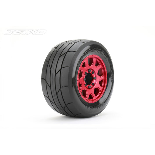 1/8 MT 3.8 EX-SUPER SONIC/Claw Rim/Metal RED/Medium Soft/Glued/Blted by Jetko