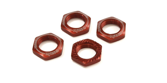 Kyosho Red Wheel Nuts Serated (4)