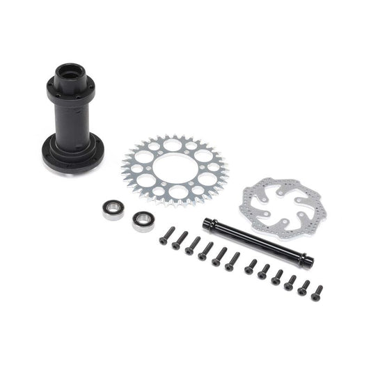 Complete Rear Hub Assembly: Promoto-MX Incl Sproket, Disc, Bearing Support/Axle