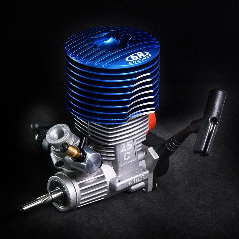 Pull Back Engine 25 PRO REAR EXHAUST ENGINE WITH PULL STARTER / BLUE HEAD, 5 PORTS – The ...