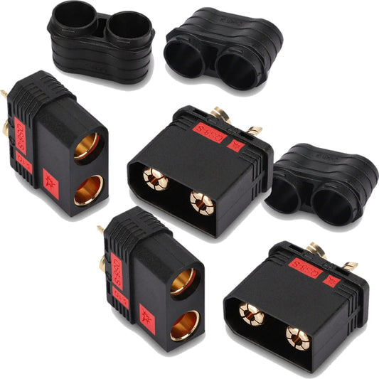 RC Pro QS8-S Anti Spark Connector 8mm with cover in Black 2 Pair (2 Male 2