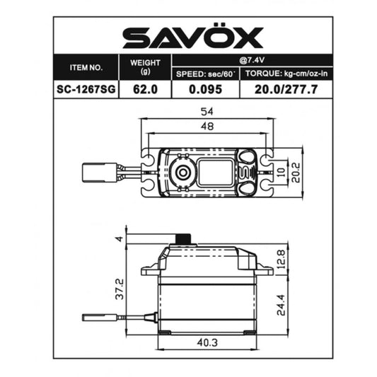 Savox HV STD size 21kg/cm, Black, Coreless Digital Servo, 0.095 sec, 7.4V 62g,