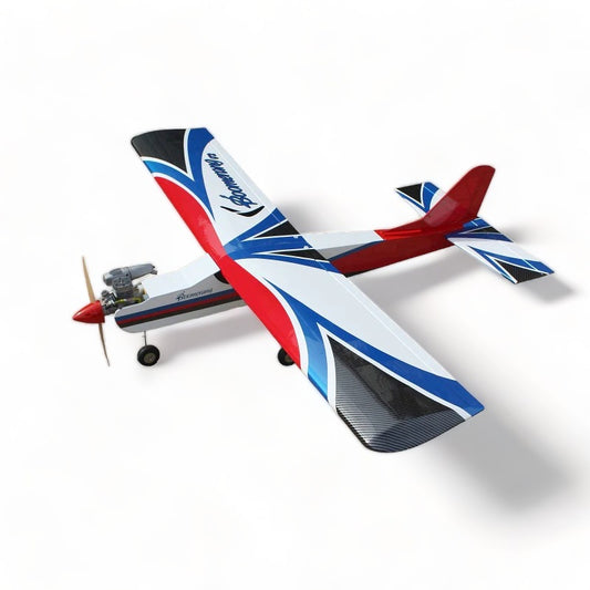 Boomerang V2 Trainer 61" wingspan - .46 glow engine or 10cc gas White,Red, Blue