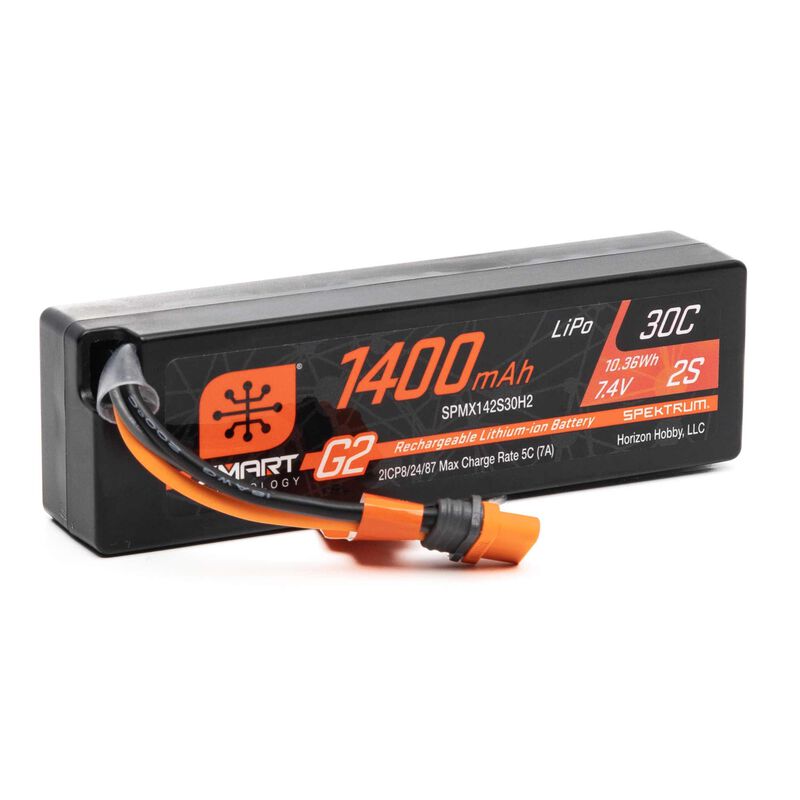 1400mAh 2S 7.4V Smart G2 30C LiPo; IC2 Connector Granite Grom