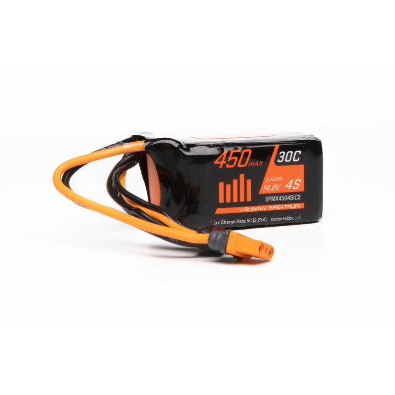 450mAh 4S 14.8V 30C LiPo Battery; IC2 by Spektrum Replaces SPMX4504S2