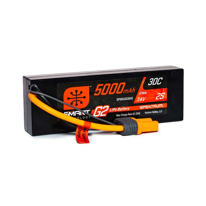 5000mAh 2S 7.4V Smart G2 LiPo 30C Hard Case; IC5 by Spektrum