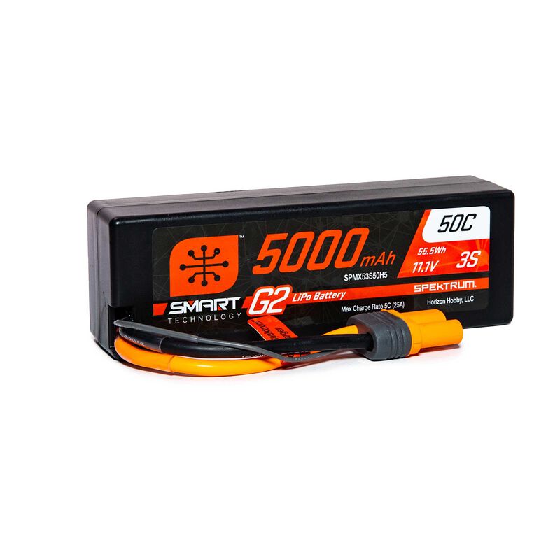 5000mAh 3S 11.1V Smart G2 LiPo 50C Hard Case; IC5 by Spektrum