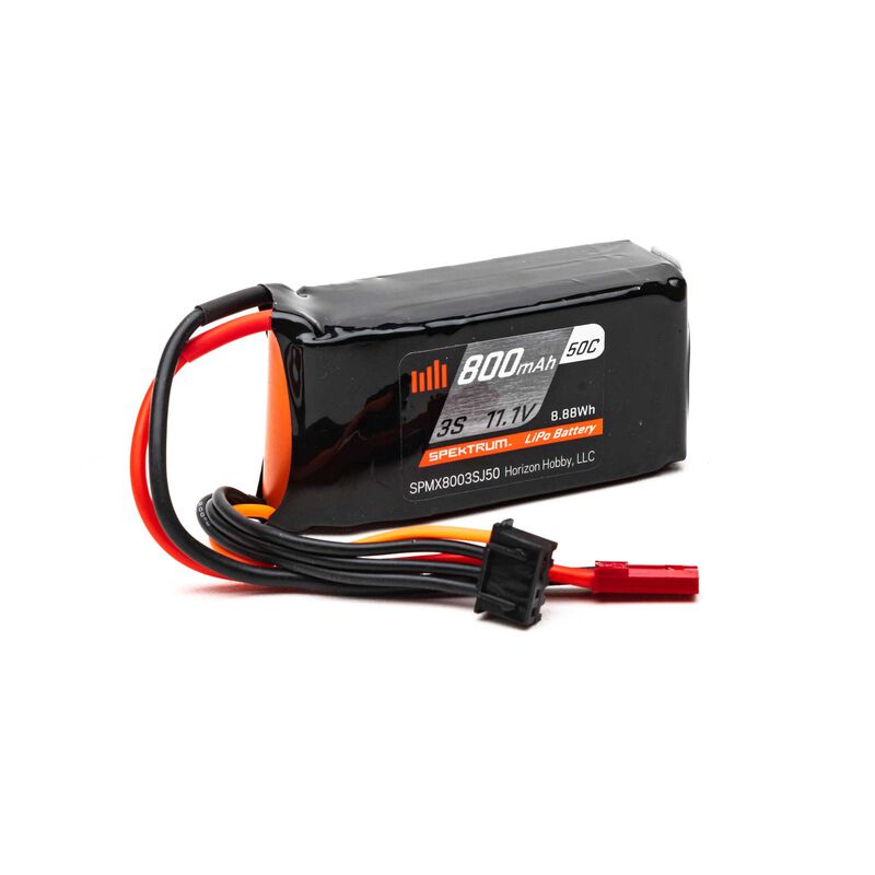 800mAh 3S 11.1V 50C LiPo, 18AWG JST