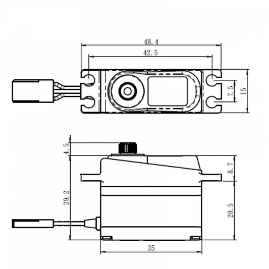 Savox HV Mini Servo 8kg, 0.095sec @ 7.4v 35x15x29mm 29.6g