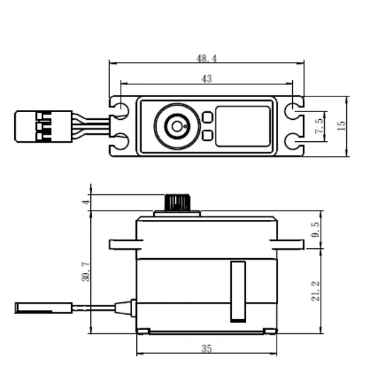 Savox HV Mini Servo 12kg, 0.055sec @7.4v 35x15x31mm 40g
