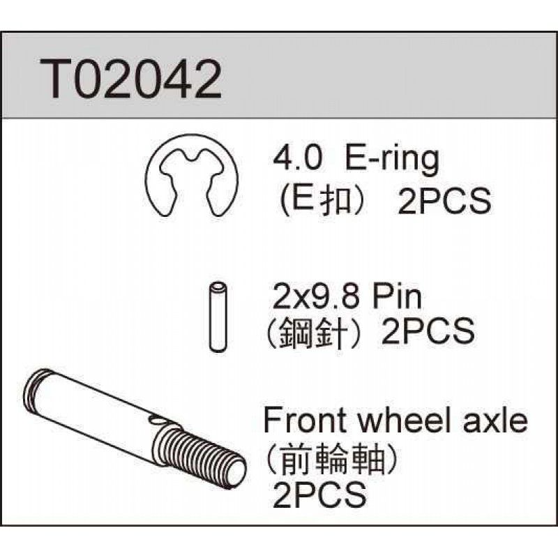 FRONT WHEEL AXLE All 2WD Except TC02 EVO