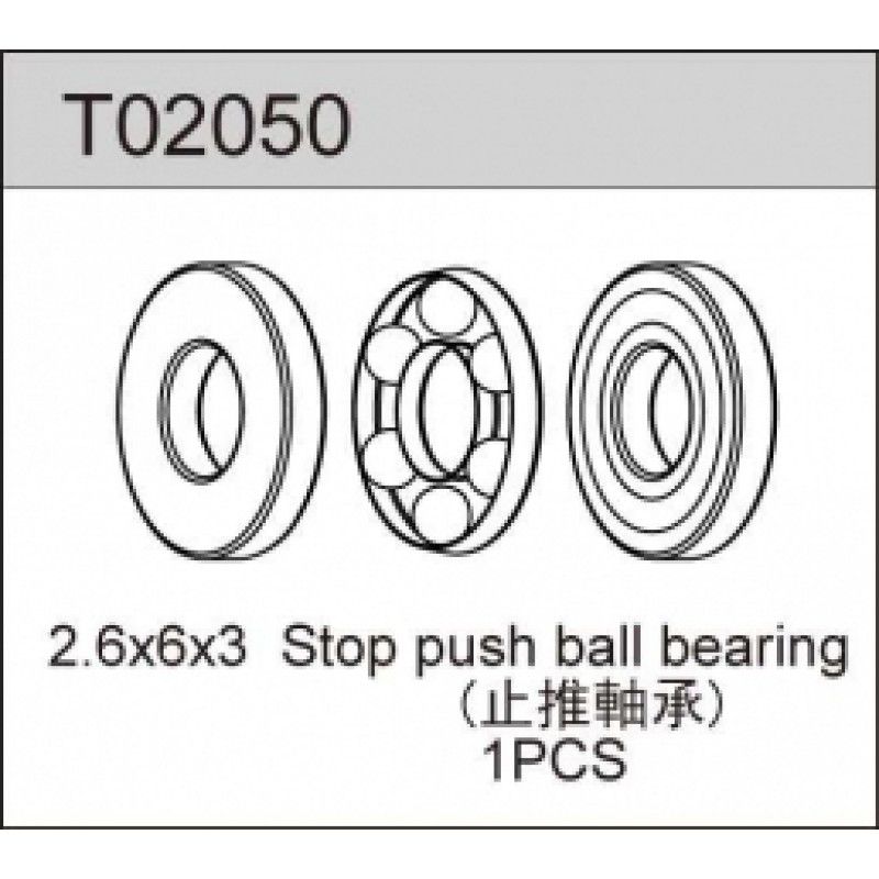 Thrust Bearing, 2.6 x 6 x 3mm