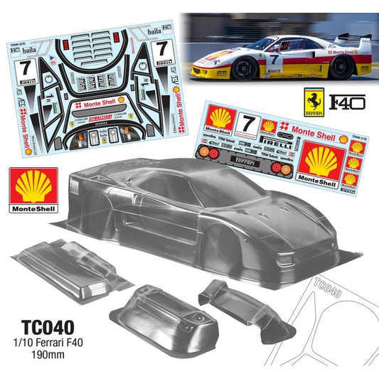 1/10 Ferrari F40, 190mm Shell Decal Sheet