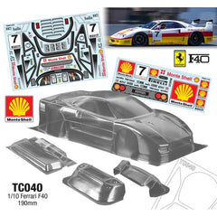 1/10 Ferrari F40, 190mm Shell Decal Sheet