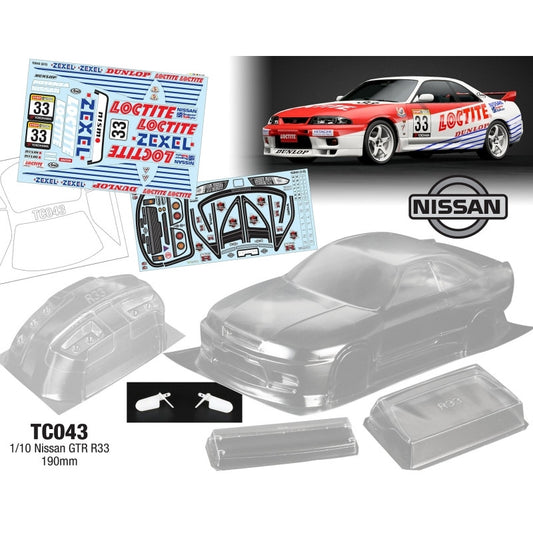 TC043 1/10 Nissan R33 GTR 190mm Wide, WB 258mm with Loctite Decal Sheet