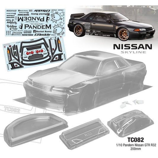TC082 1/10 Nissan R32 GTR 200mm Wide, WB 258mm with R32 Pandem Decal Sheet