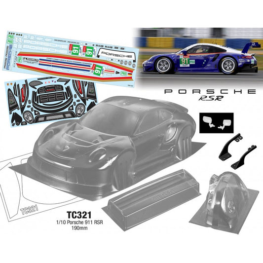 TC321 1/10 Porsche 911 RSR, 190mm 91 Decal Sheet by Team C