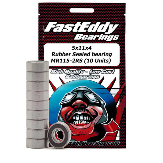 5x11x4 Rubber Sealed Bearing MR115-2RS (10 Units) by FastEddy