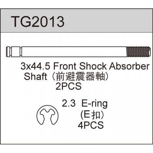 Front Shock Shaft (2pcs) 3x44.5mm TC02T, TS2