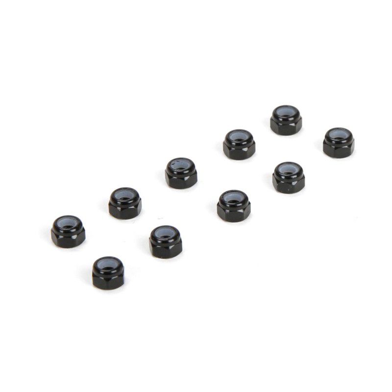 M3 (3mm) Aluminum Lock Nuts, Black (10) by TLR