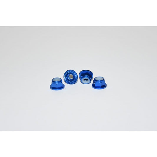 Blue M4 Aluminum Knurled And Flanged Locknut By Vision Racing