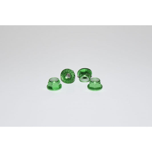Green M4 Aluminum Knurled And Flanged Locknut By Vision Racing