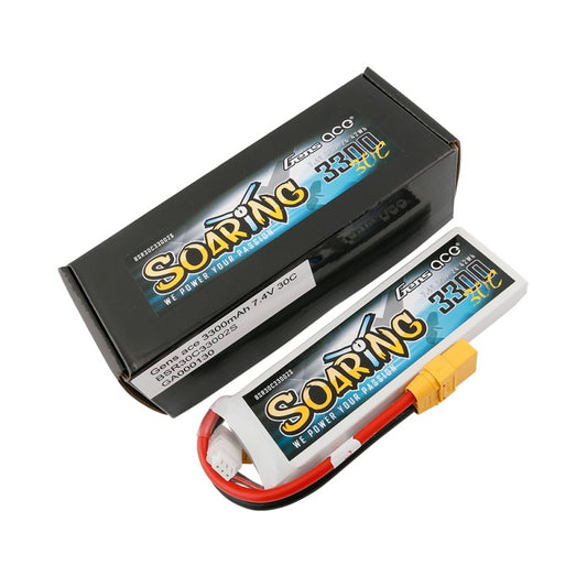 Gens Ace 3300mAh 2S 7.4v 30C 133x42x14mm 186g XT90 Plug XH Balance Soaring