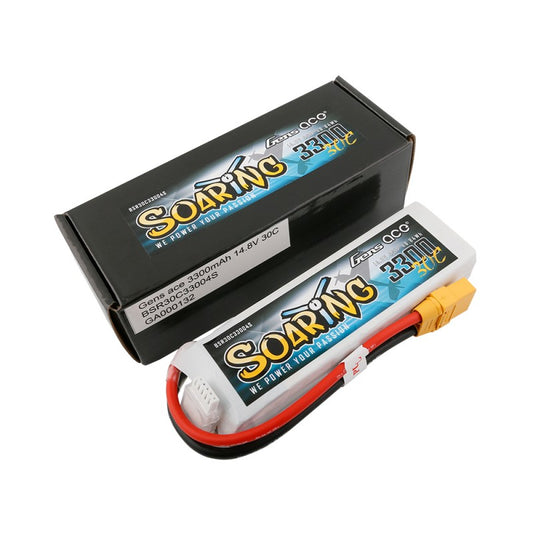 Gens Ace 3300mAh 4S 14.8v 30C 137x43x26mm 328g XT90 Plug XH Balance Soaring