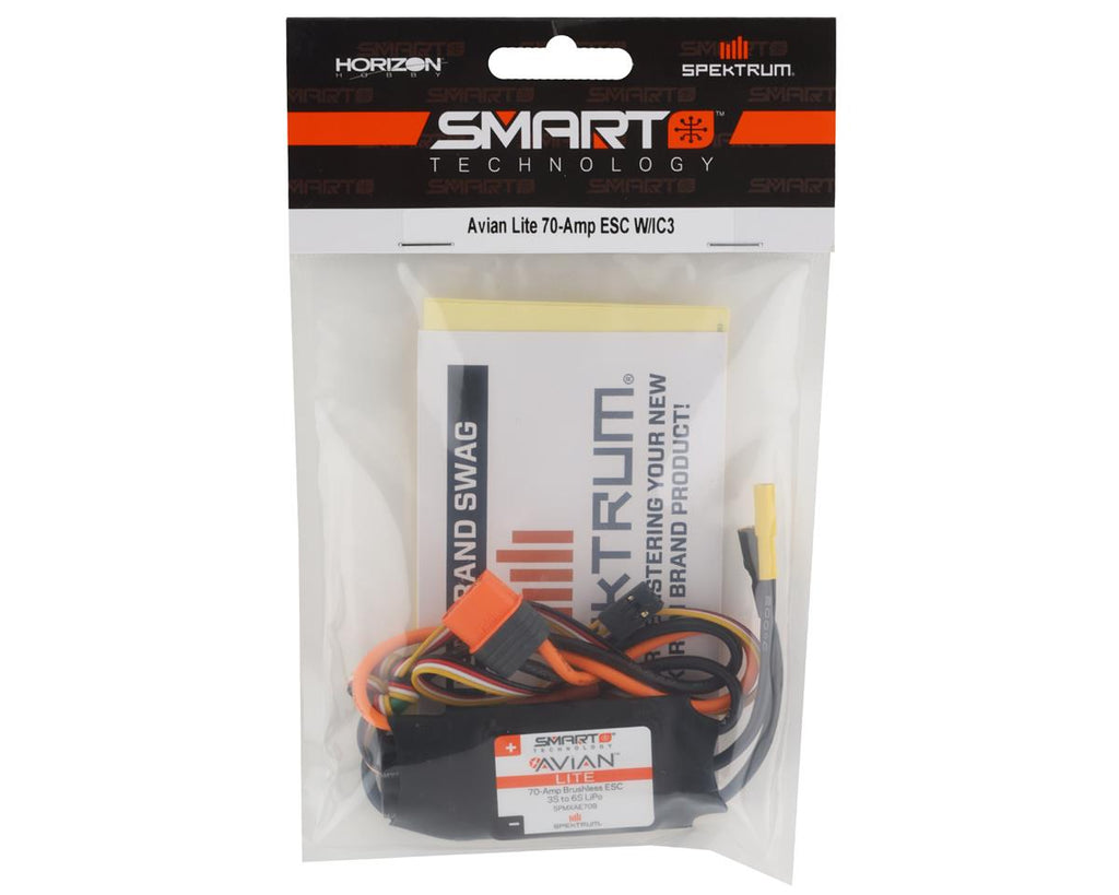 Spektrum Avian Lite 70 Amp ESC Brushless Smart Con Connettore IC5 - SPMXAE70A Per Aeromodelli